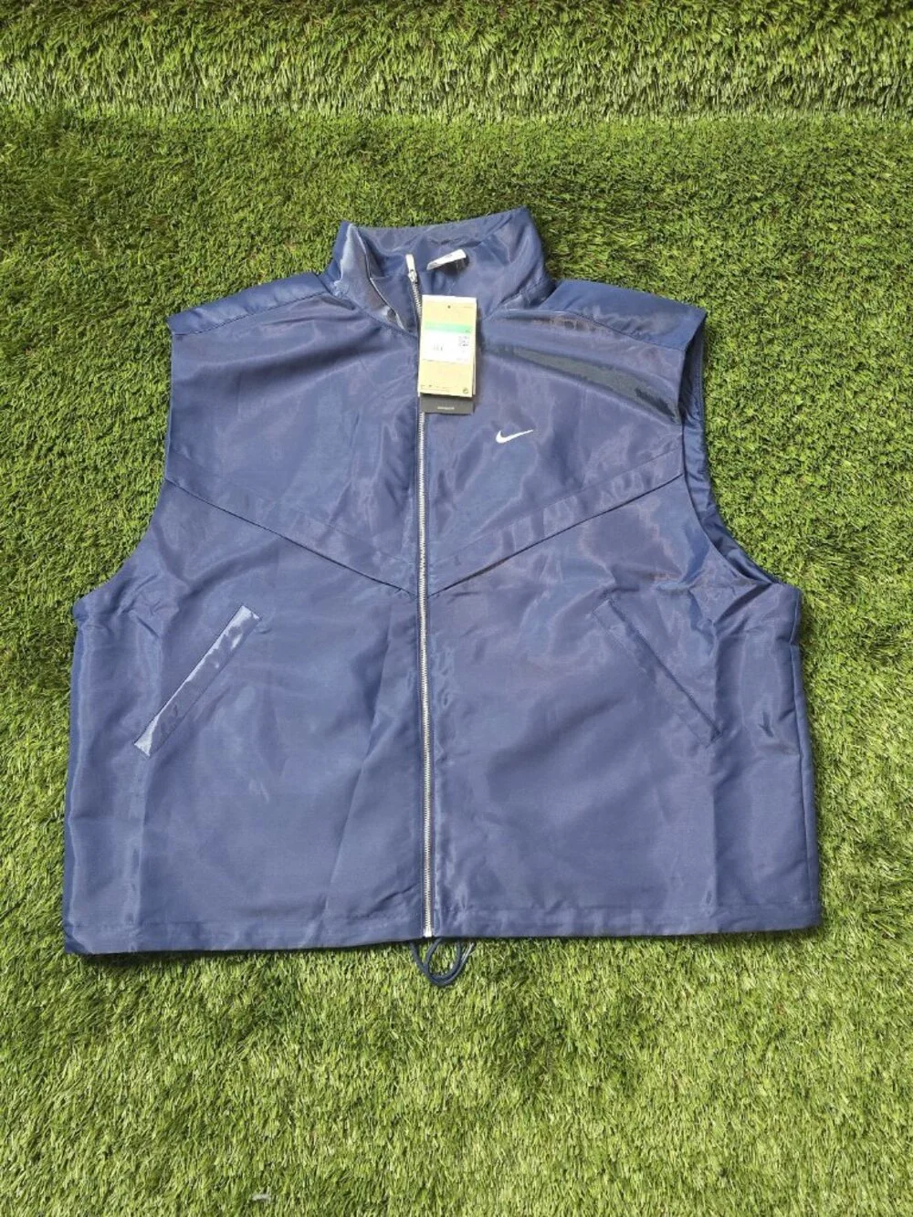 Nike Women Navy Blue Sportswear Shine Windrunner Full Zip Vest XL HV2472-410 NWT